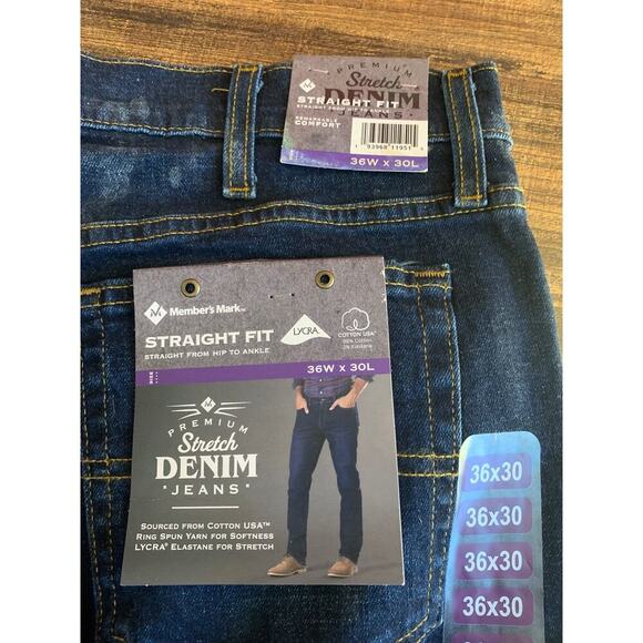 MEMBER’S MARK Men's Straight Fit Premium Stretch Jeans / Size: W36 L30 - Picture 5 of 11